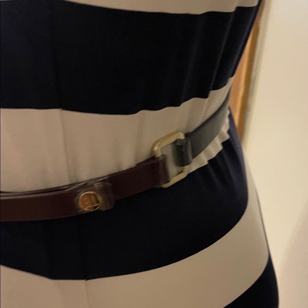 Ted Baker London Navy and Burgundy Striped Midi Dress - Picture 7 of 11